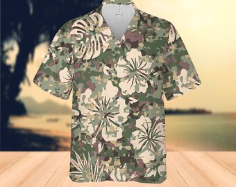 woodland camo hawaiian shirt
