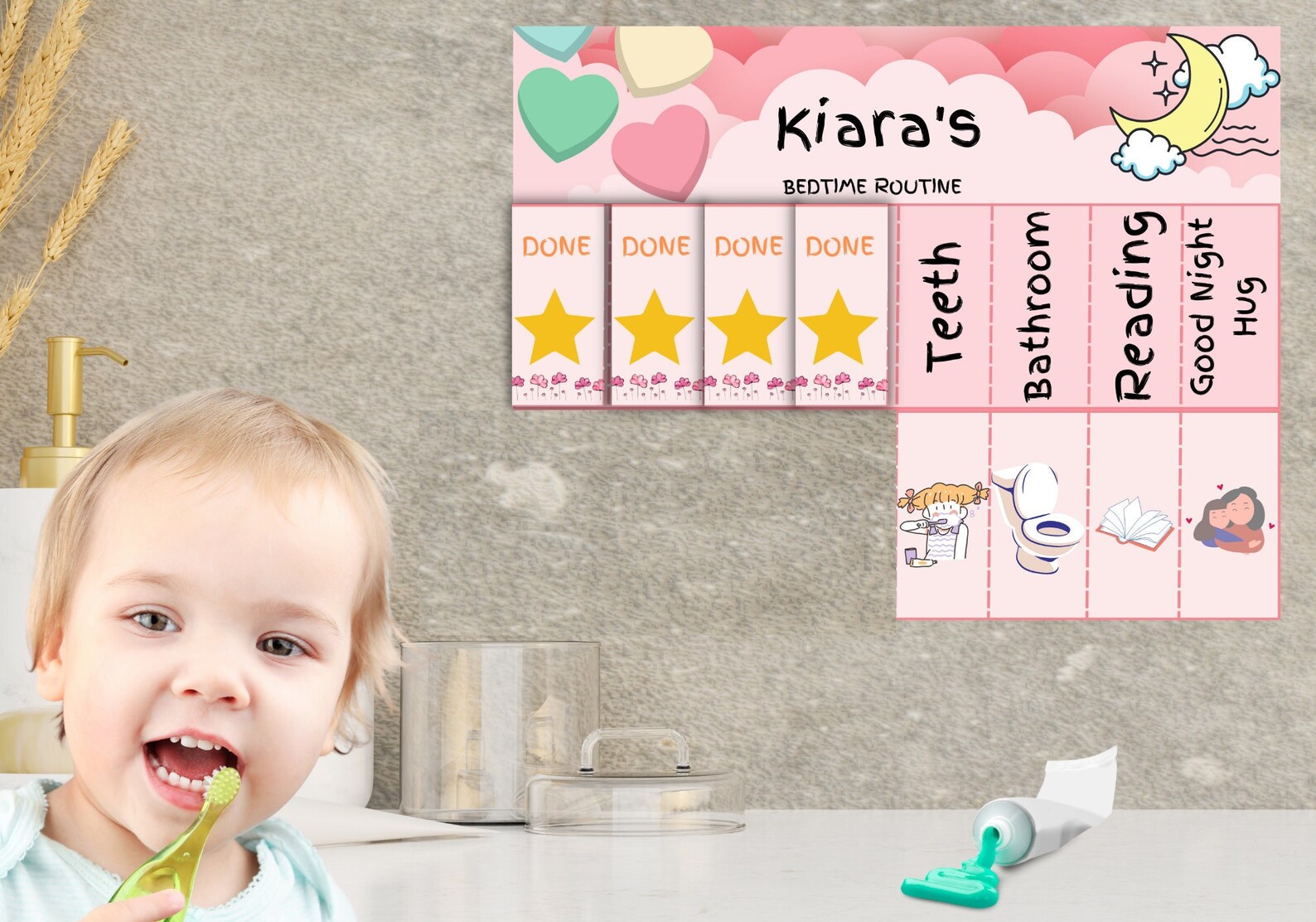 Bedtime Routine Chart Visual Schedule Digital Printable Etsy Canada