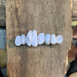Blue Lace Agate Barrette: Stone Hair Clip