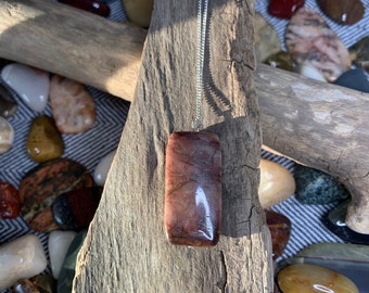 Red Creek Jasper Pendant Necklace: Sterling Silver Chain, Natural Stone Jewelry