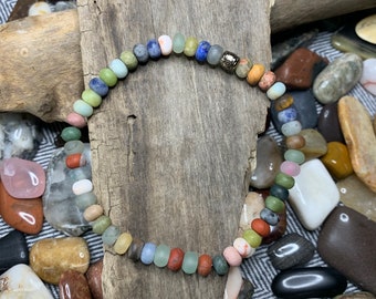 Handmade Multi-Gemstone Bracelet: Colorful Natural Stone Stretch Jewelry