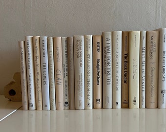Neutral staging books taupe ivory cream beige home decor, bookshelf decor, luxury home decor, books by the foot, bulk neutral accent books
