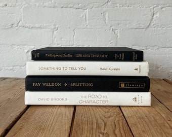 White black and gold decorative books, white coffee table books, black and white bookshelf decor, luxury home decor items, prop staging book