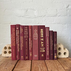 Raspberry book set, decor books for home staging, home decor, prop books for merchandising, bar cart decor, bookshelf styling