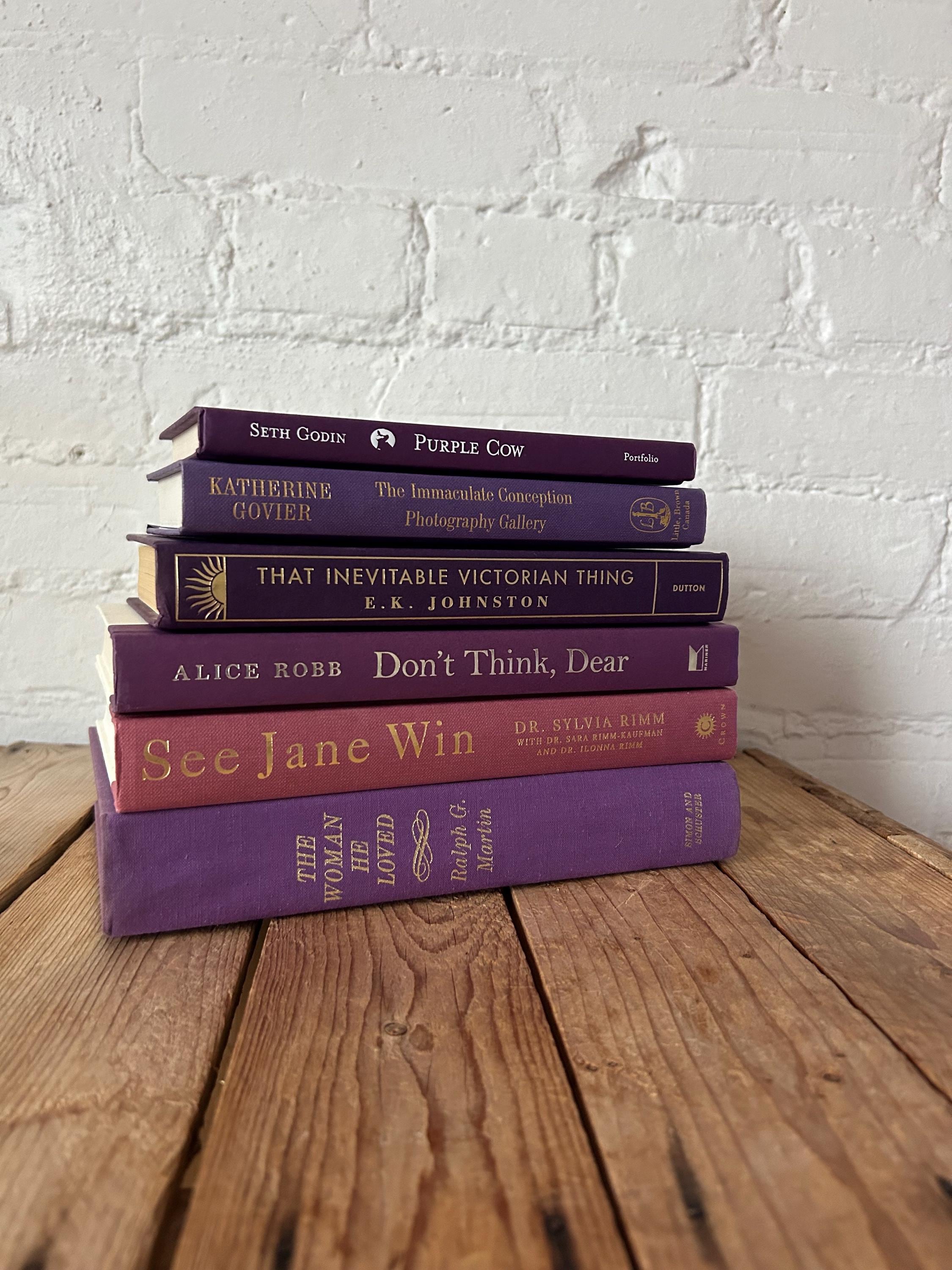 Purple Book Stack Staging Book Idea for Bookshelf Styling, Purple