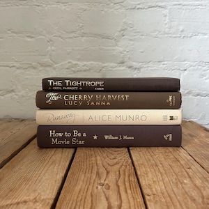 Custom Brown Book Stack: Neutral Coffee Table Books, Bookshelf Decor