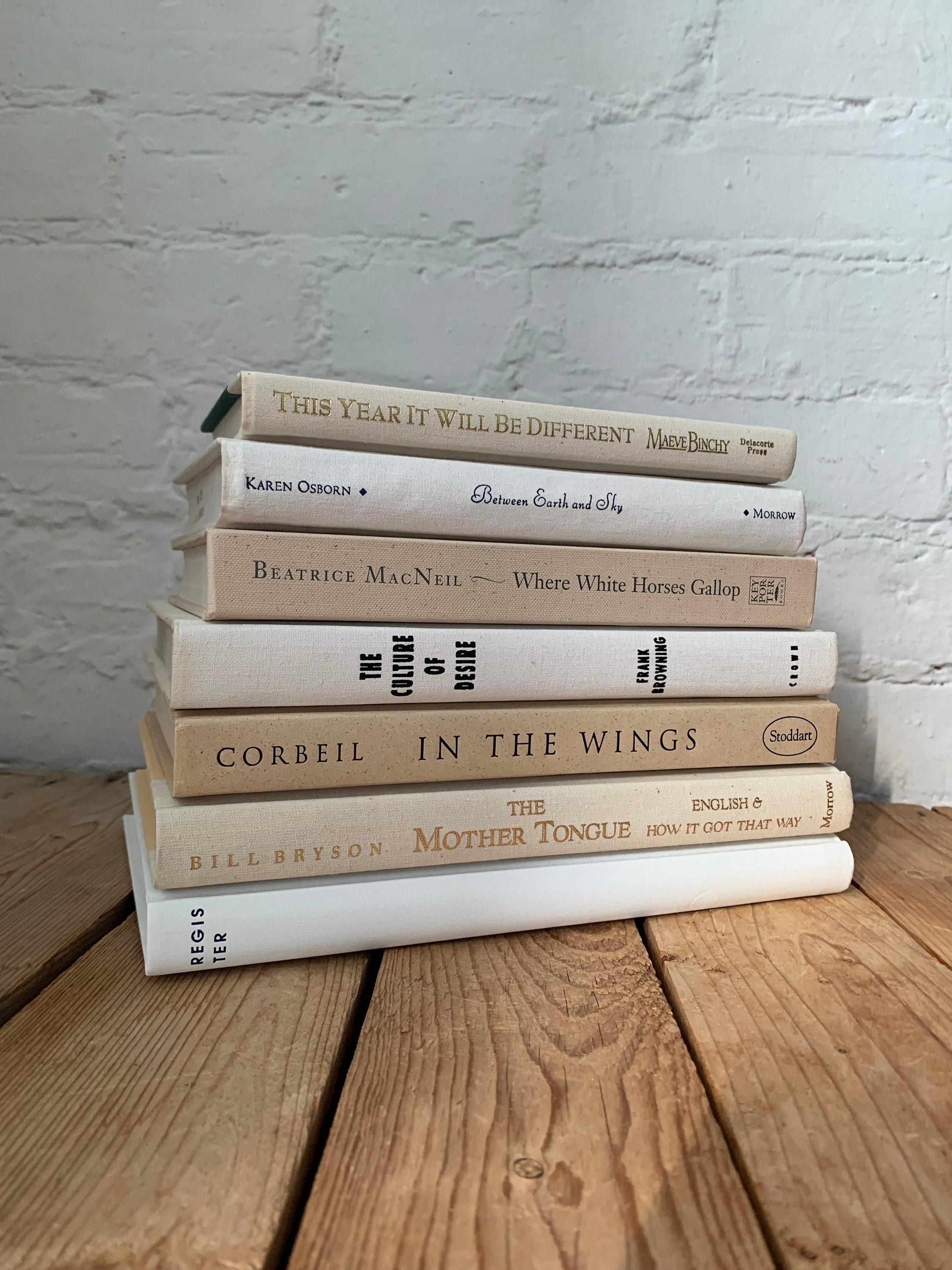 Book Stack Neutral Color White and Beige Book Stack, Neutral Bundle of Staging Books, Ivory and ...