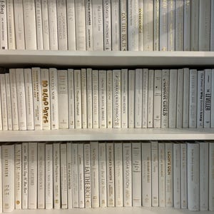 White decorative book bundle, white home decor, white styling books, ivory stacked books, prop books, boho bookshelf, coffee table books