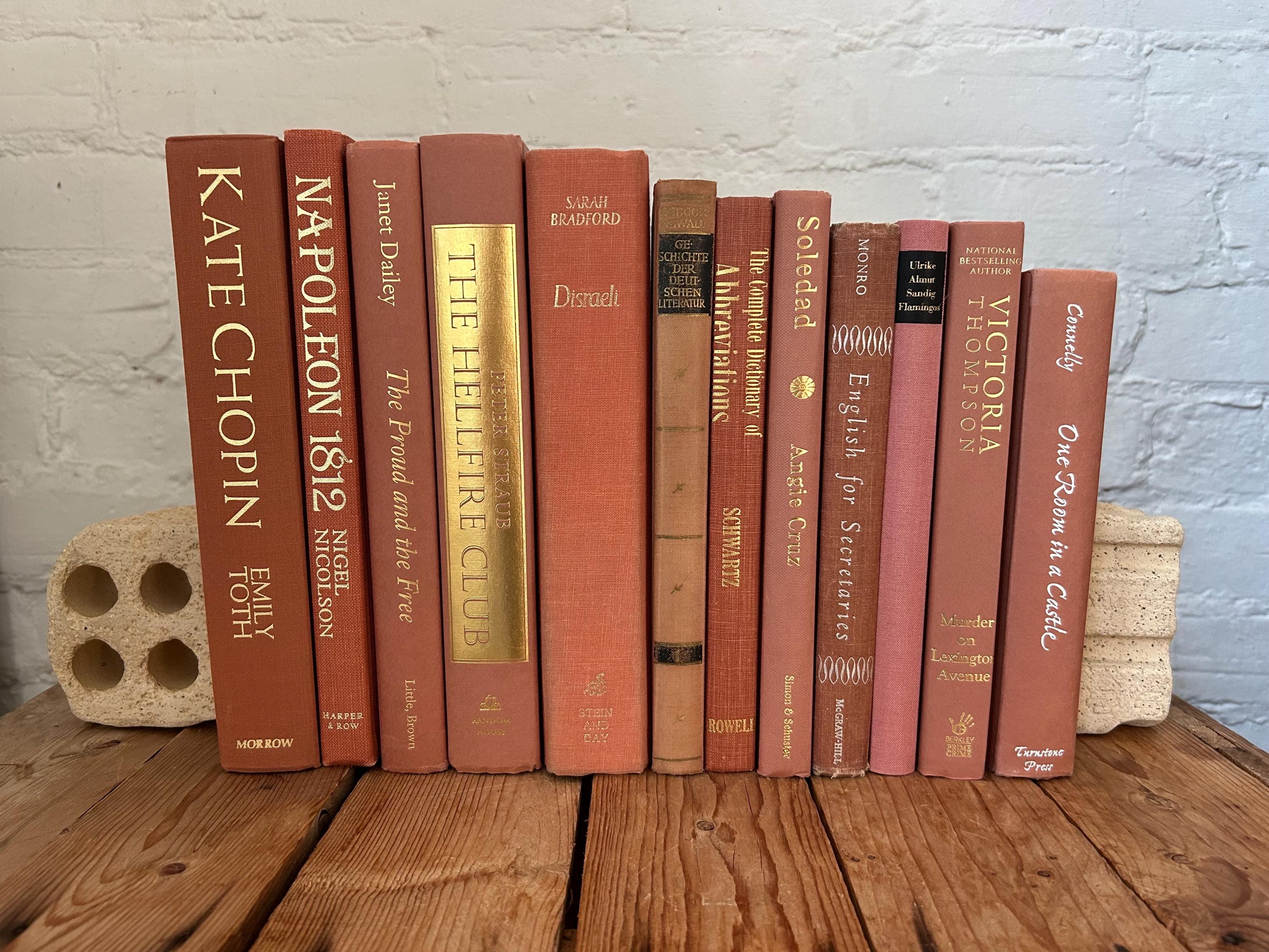 Vintage Pink Books, Soft Pink Book Stack, Warm Pink Decorative