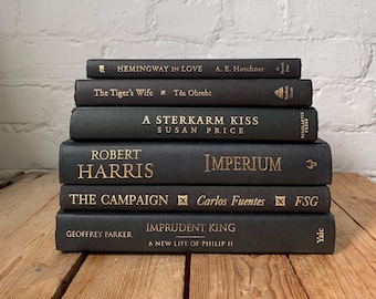Black book stack, black stacked books, black book decor, black coffee table books, black prop books, black staging books, modern home decor