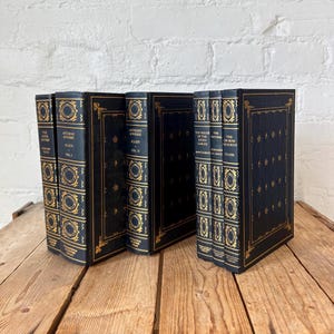Dark Blue set of vintage books: Vintage blue book idea for bookshelf styling, blue staging home decor for high end luxury interior design