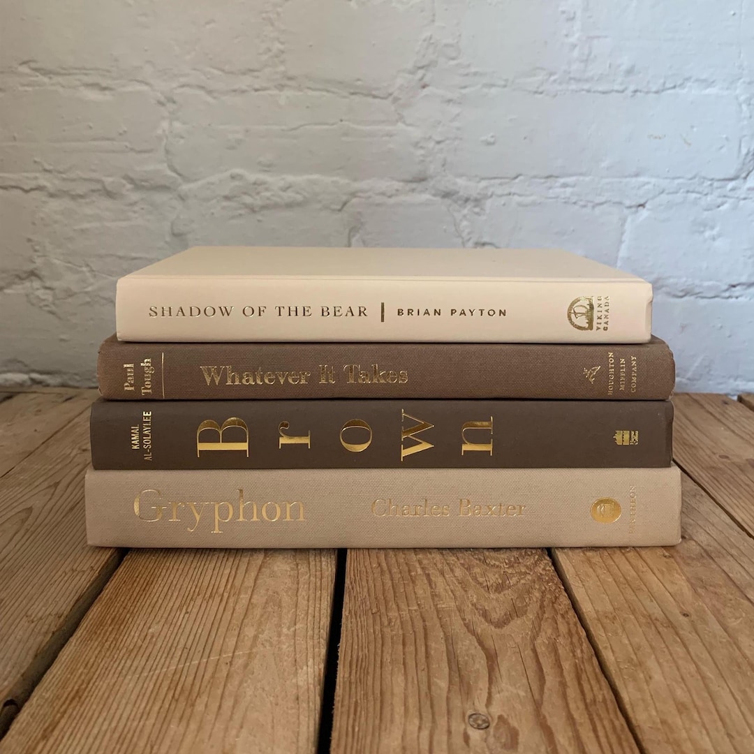 Earthy Book Stack, Brown Tone Book Decor, Decorative Book Stack ...