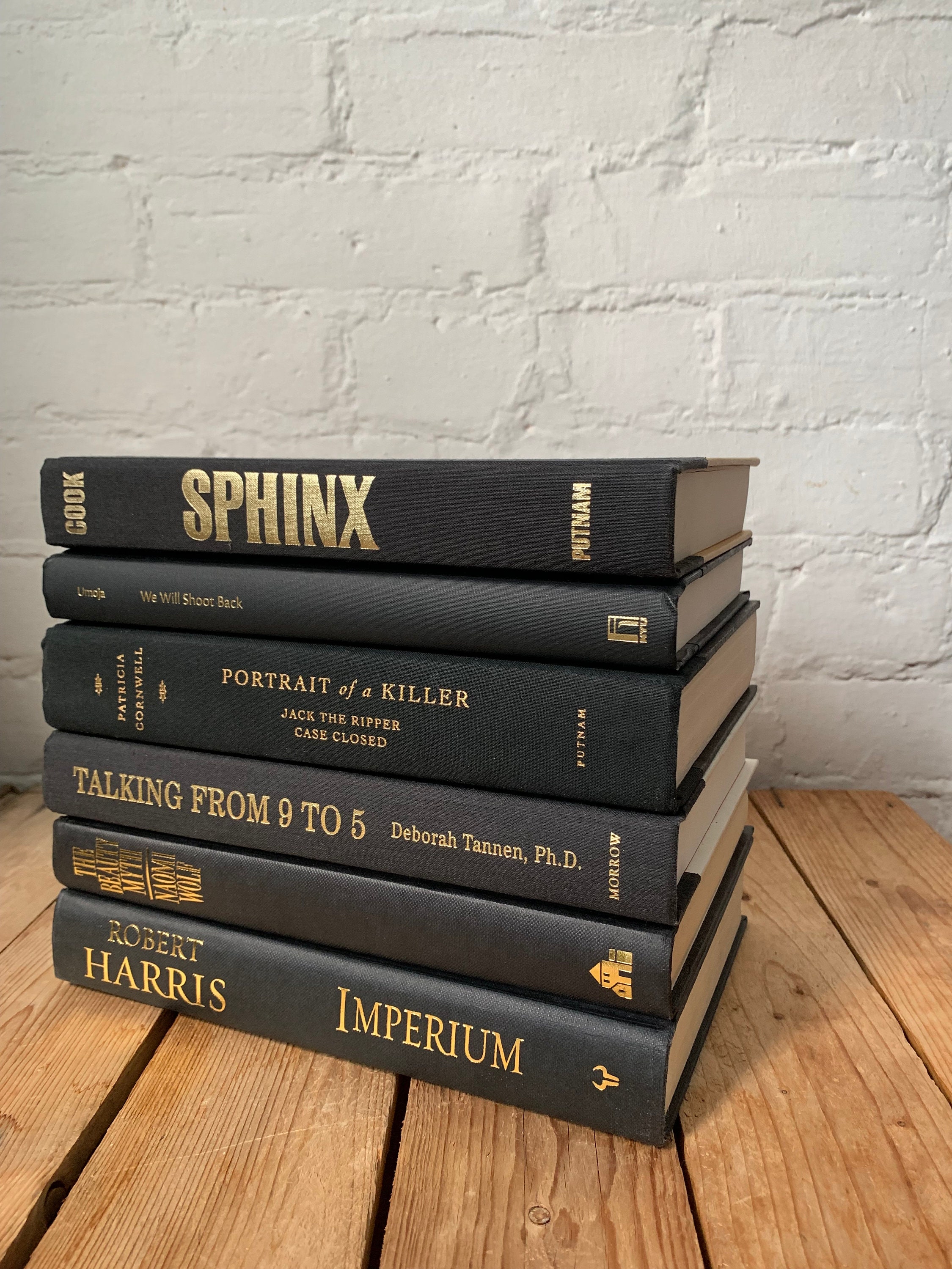 Black Book Stack, Black Stacked Books, Black Book Decor, Black Coffee ...