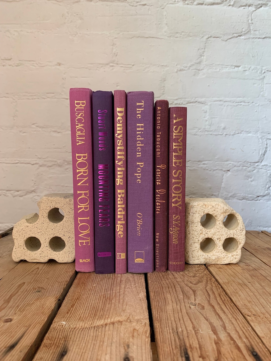 Purple Decorative Book Stack: Shelf Styling Books - Etsy