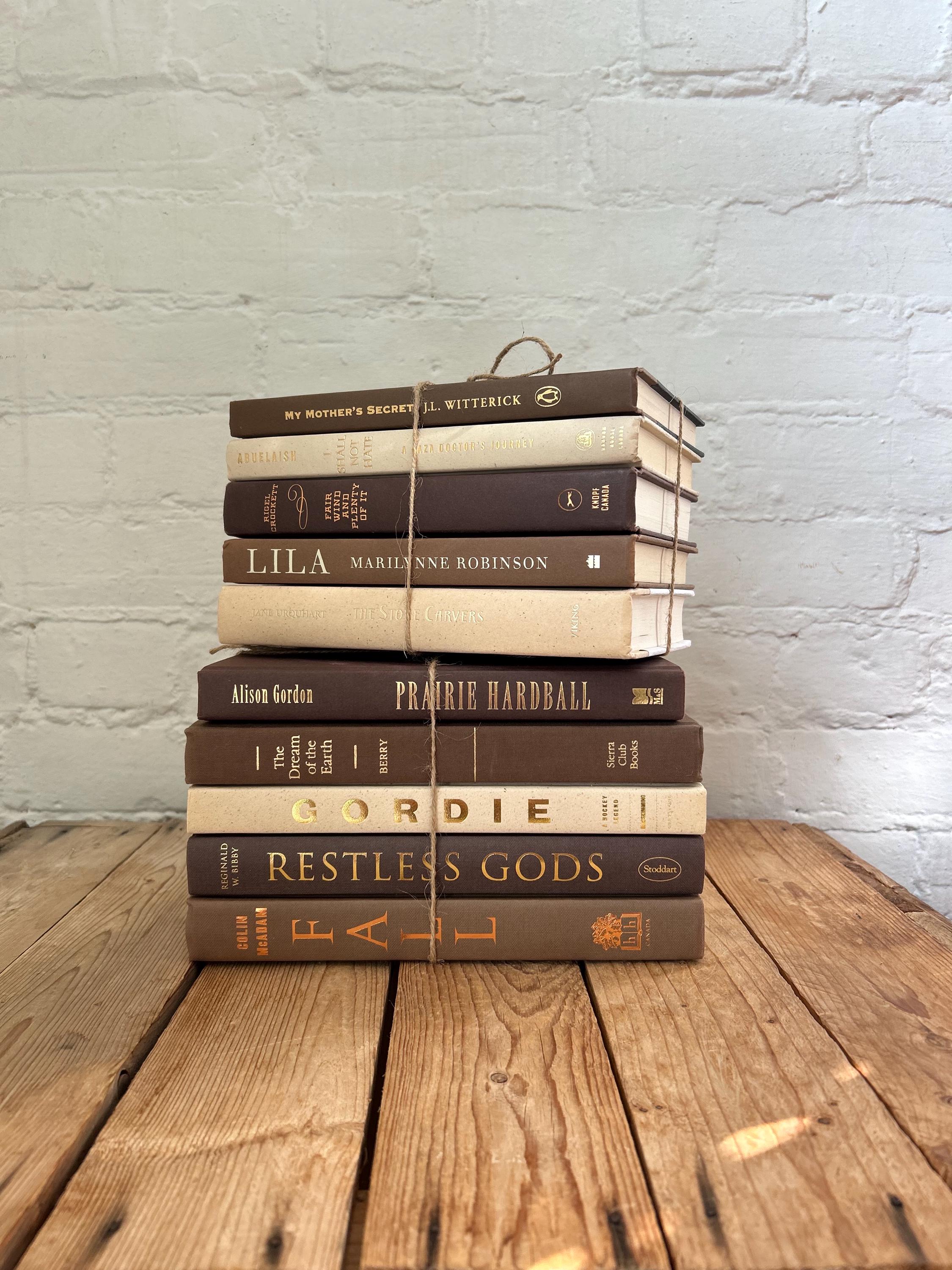 Cream Brown Book Stack, Beige and Brown Decorative Book Stack, Styling ...