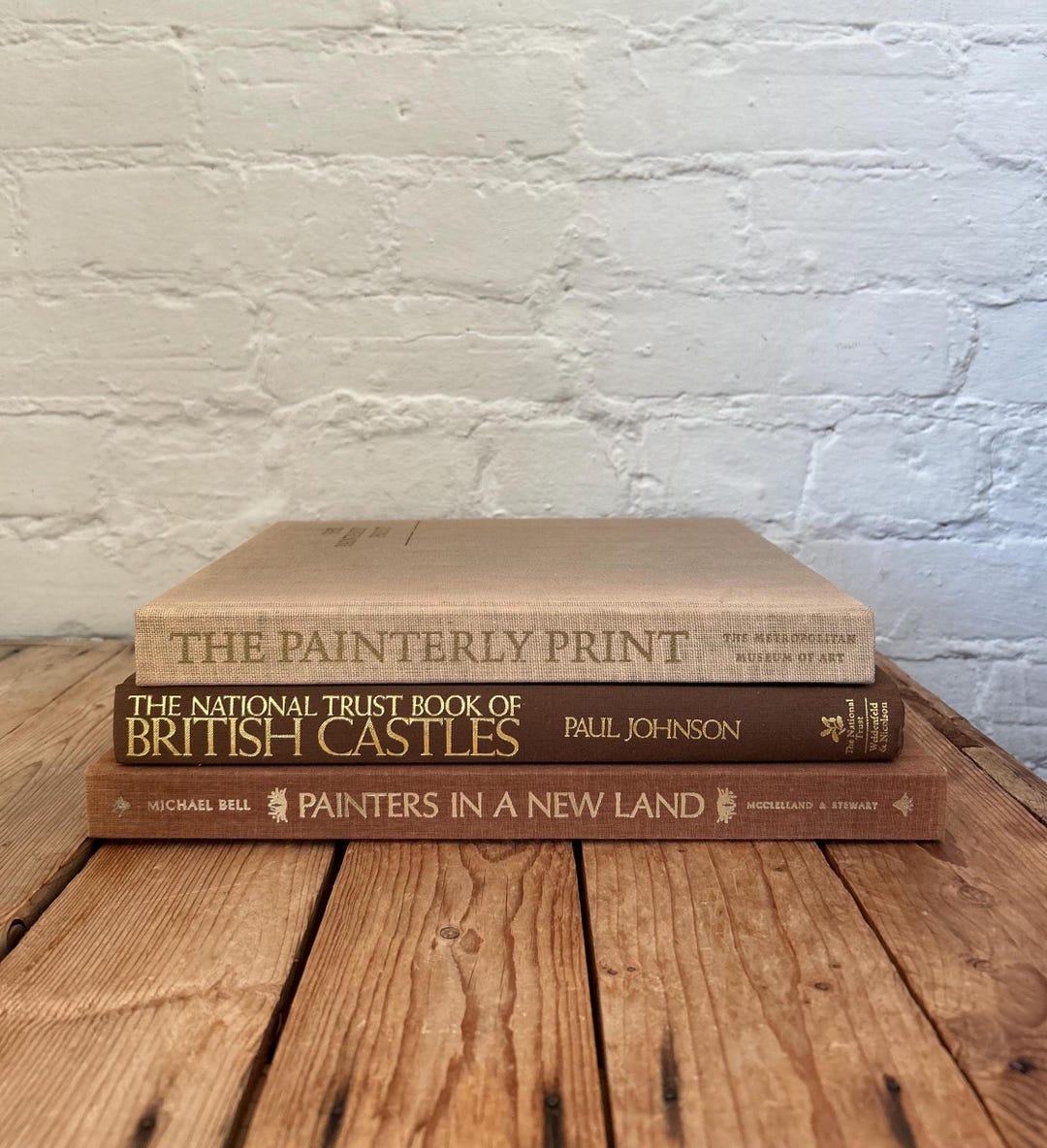 3 Vintage Coffee Table Book Bundle Set of 3 Coffee Table Books in Tan ...