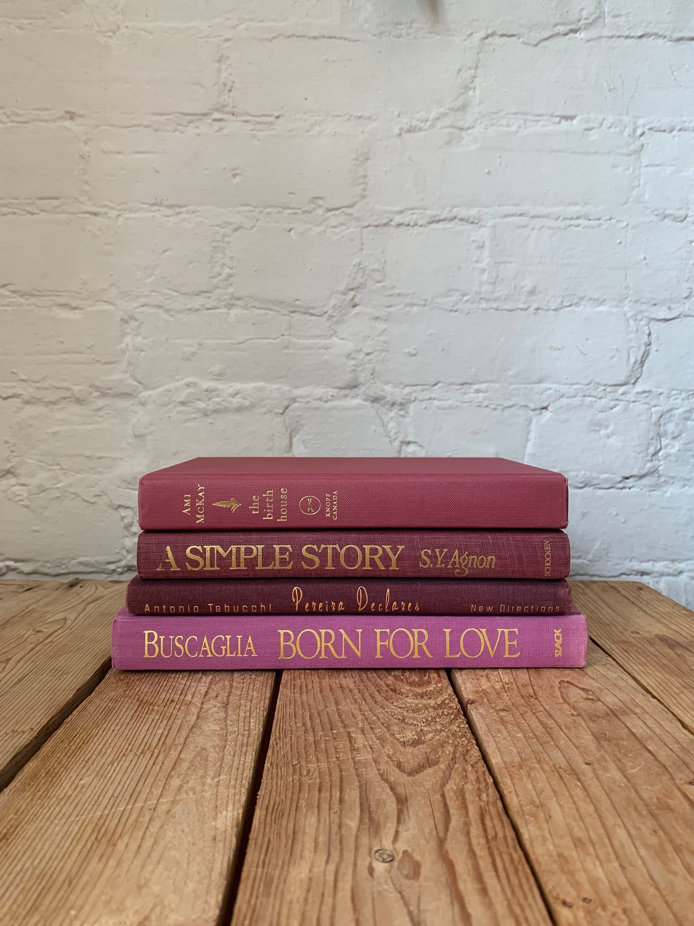 Purple Decorative Book Stack, Purple Home Decor, Purple Staging and ...