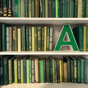 Green ivory book stack for staging, green home accents for bookshelf decor, off white sage aesthetic books for console and buffet decor image 7