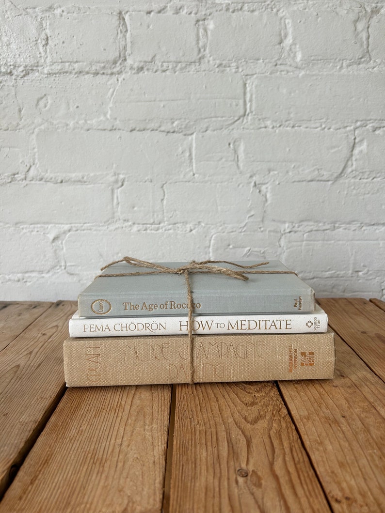 Stack Neutral Large Books Neutral Decorative Book Bundles in White Gray and Cream, Curated Book ...