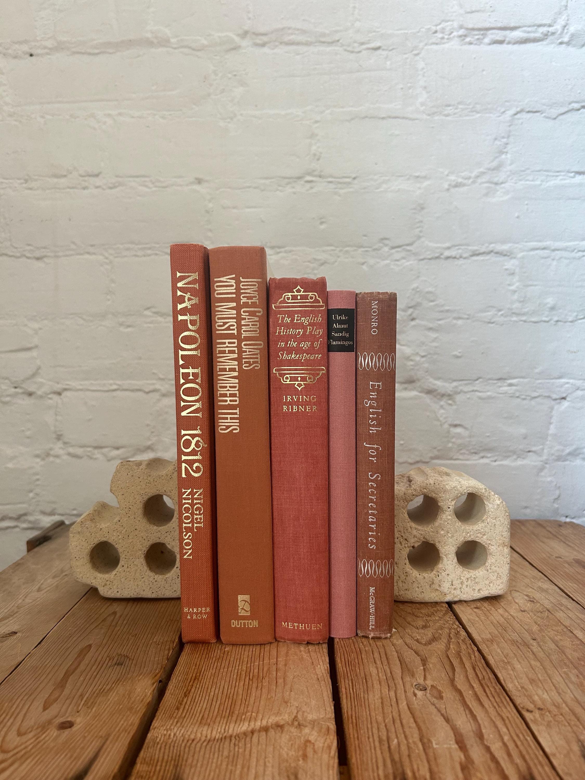 Vintage Pink Books, Soft Pink Book Stack, Warm Pink Decorative