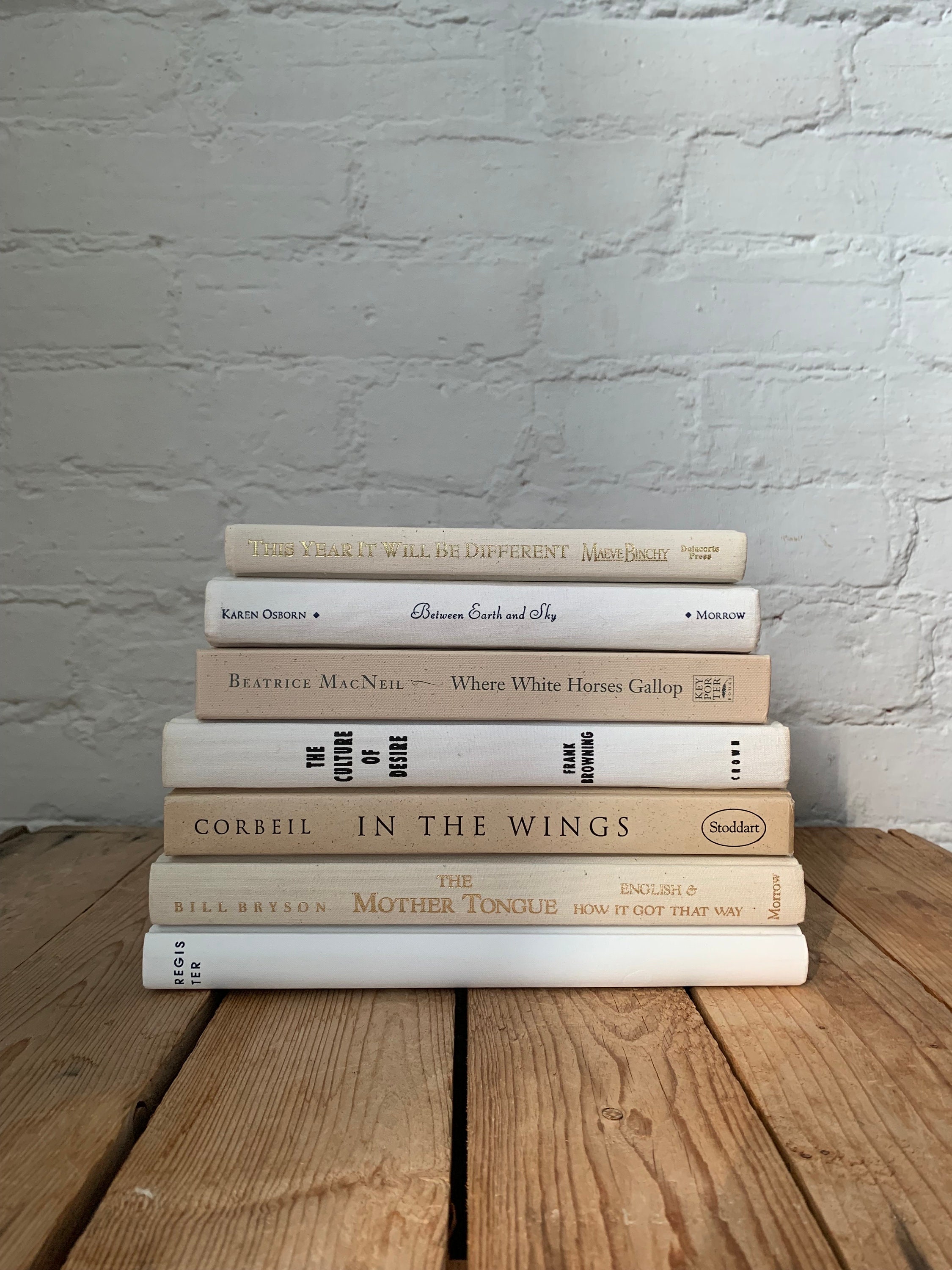 Book Stack Neutral Color White and Beige Book Stack, Neutral Bundle of Staging Books, Ivory and ...