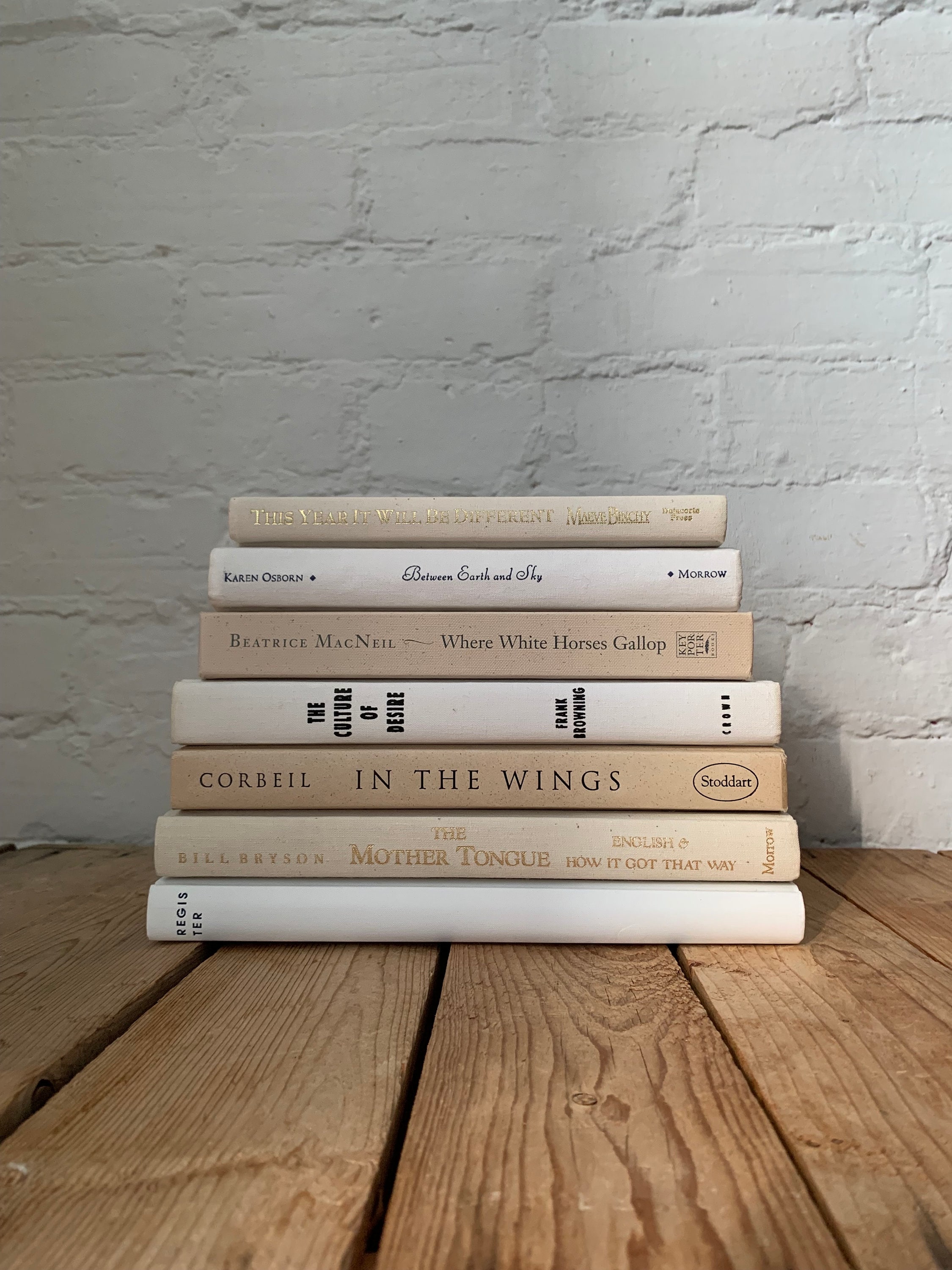Book Stack Neutral Color White and Beige Book Stack, Neutral Bundle of Staging Books, Ivory and ...