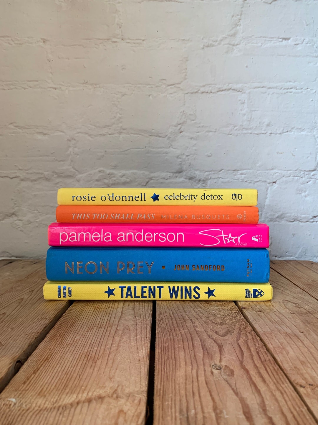 Neon Book Stack Coffee Table Styling Decorative Book Stack Etsy