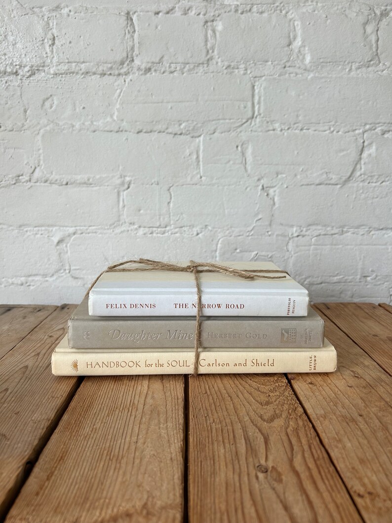 Stack Neutral Large Books Neutral Decorative Book Bundles in White Gray and Cream, Curated Book ...