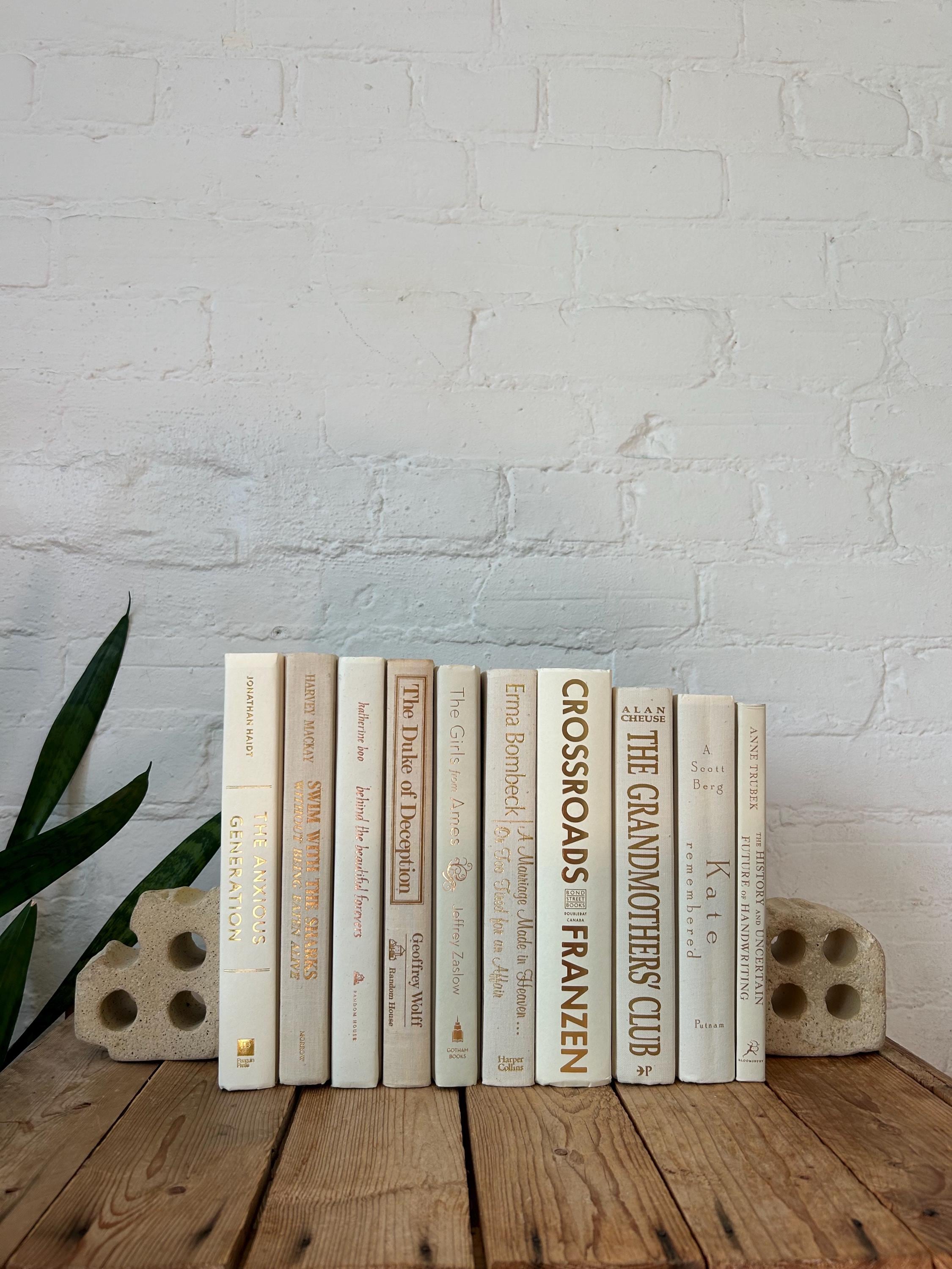 Soft Neutral Books for Decorating, Luxury Staging Book Stack, Light ...