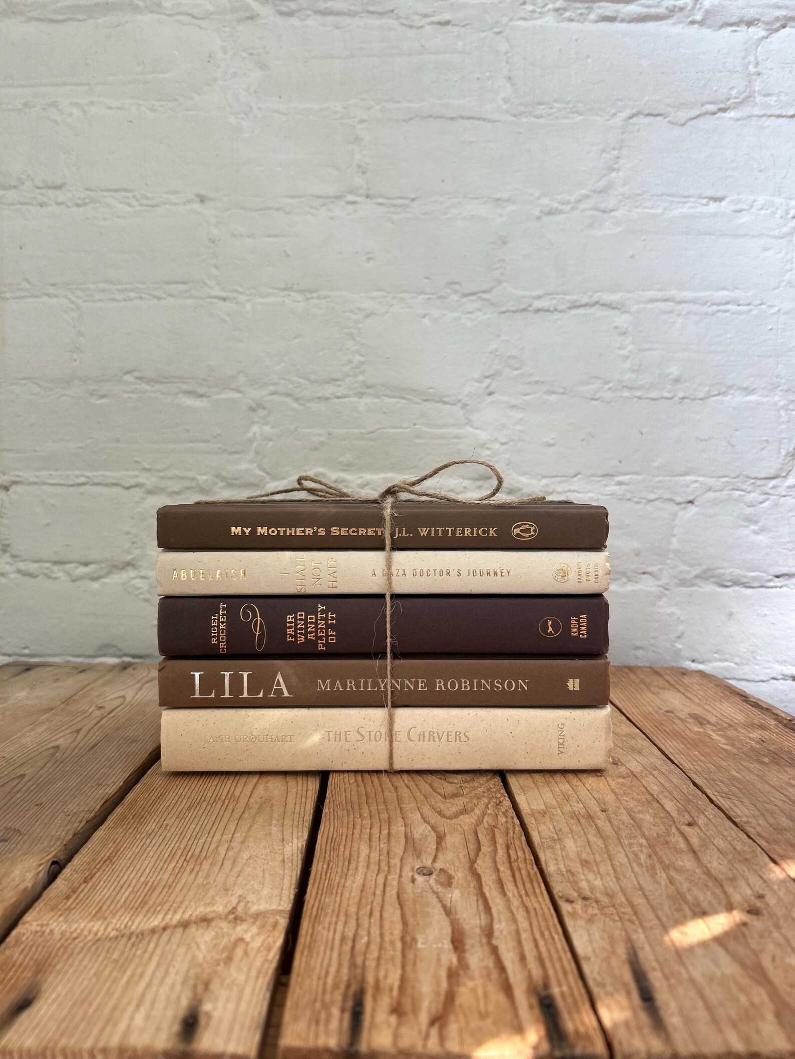 Cream Brown Book Stack, Beige and Brown Decorative Book Stack, Styling ...