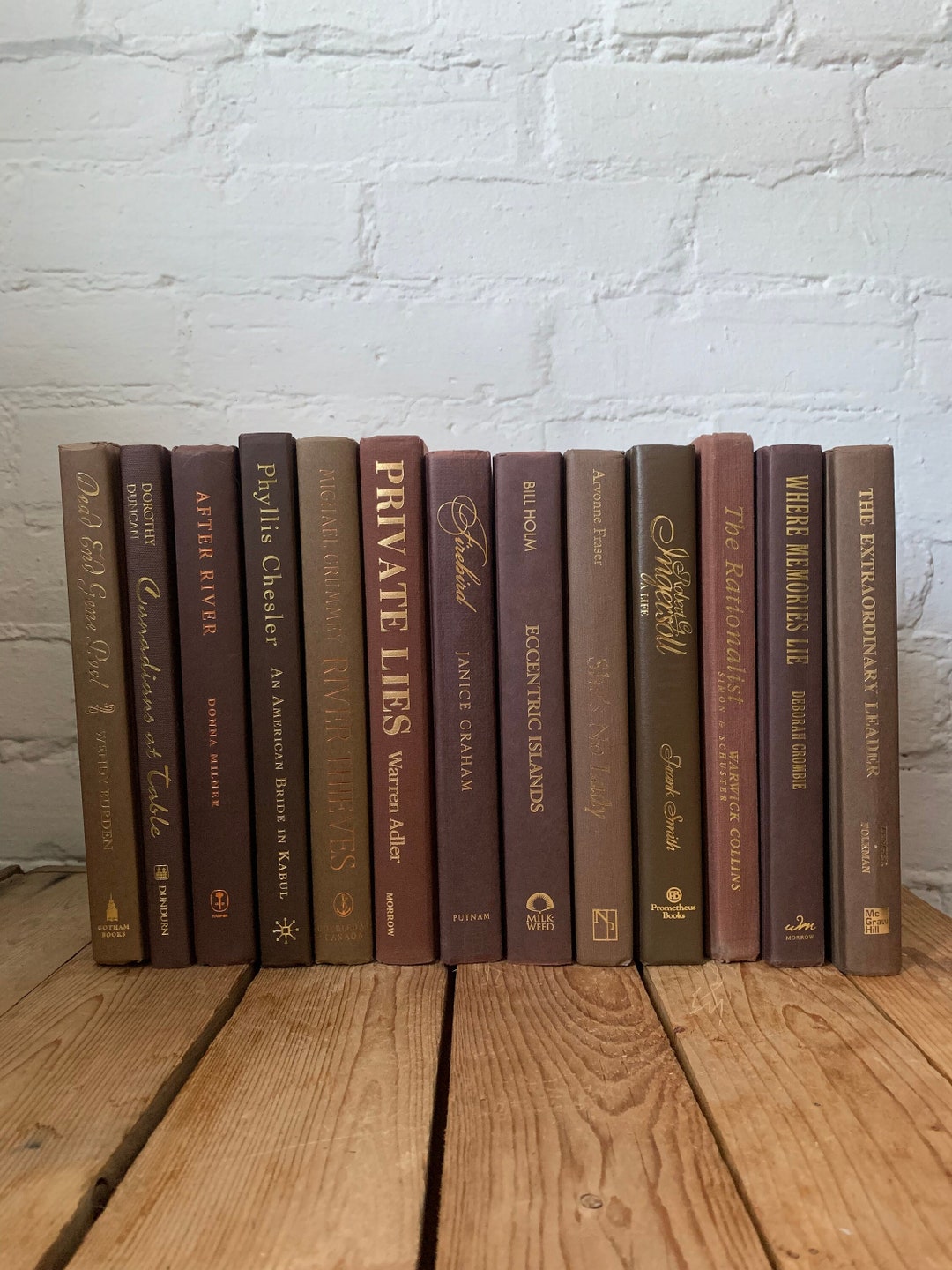 Brown Decorative Books, Walnut Decor, Mahogany Book Stack, Bulk Books
