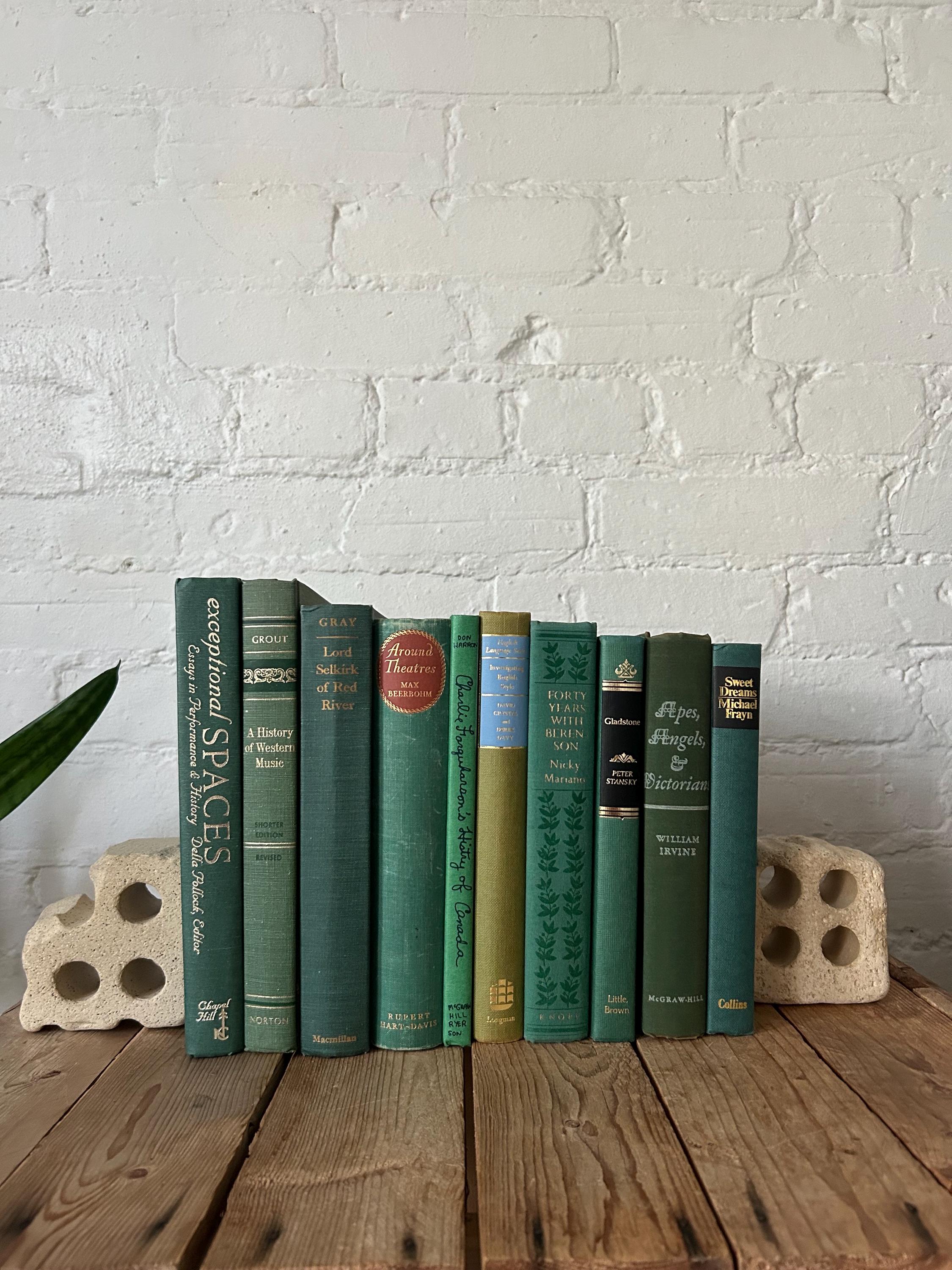 Green Staging Book Stack, Vintage Aesthetic Decorative Book Idea for ...