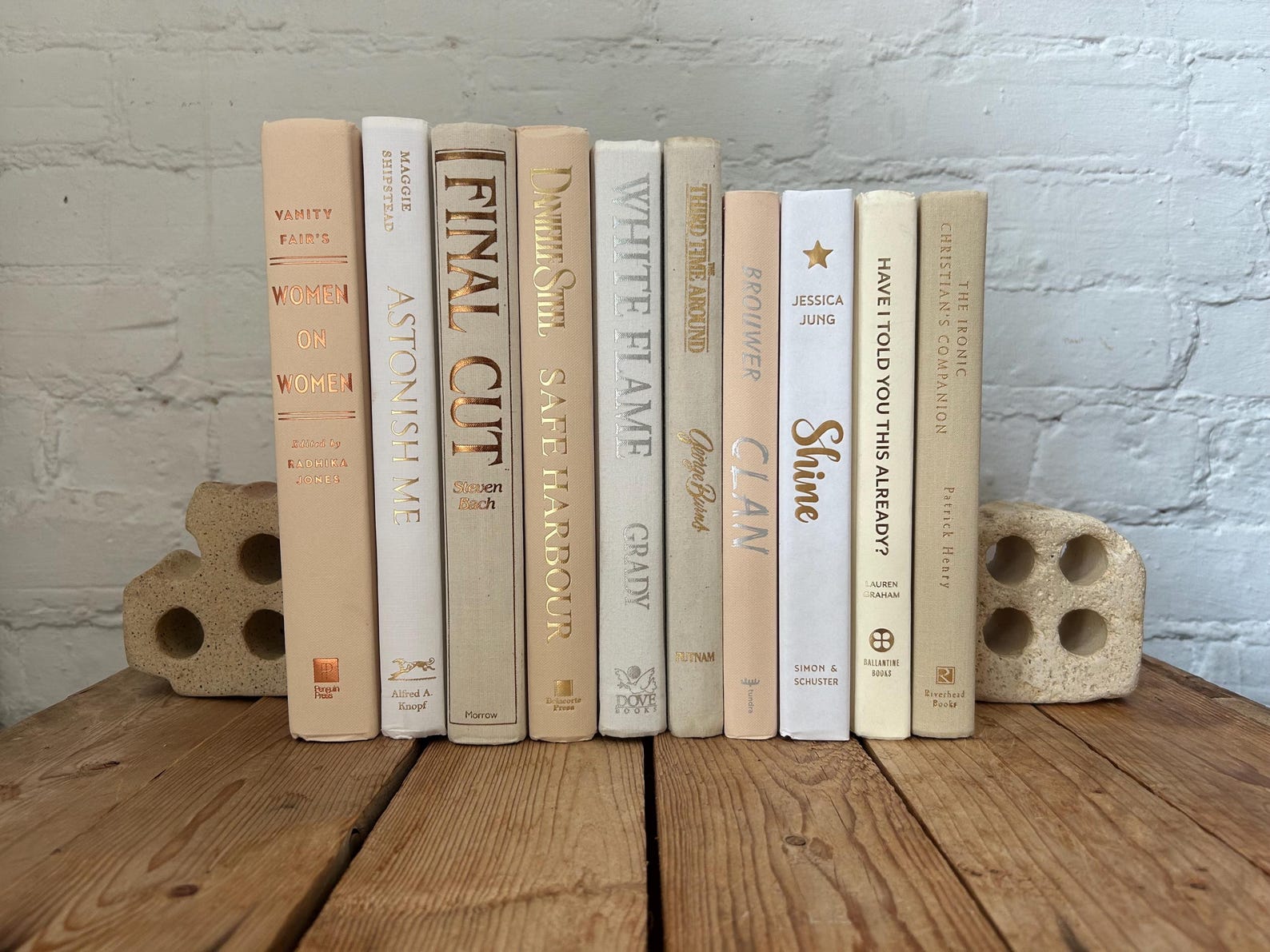 Soft Neutral Books for Decorating, Luxury Staging Book Stack, Light ...