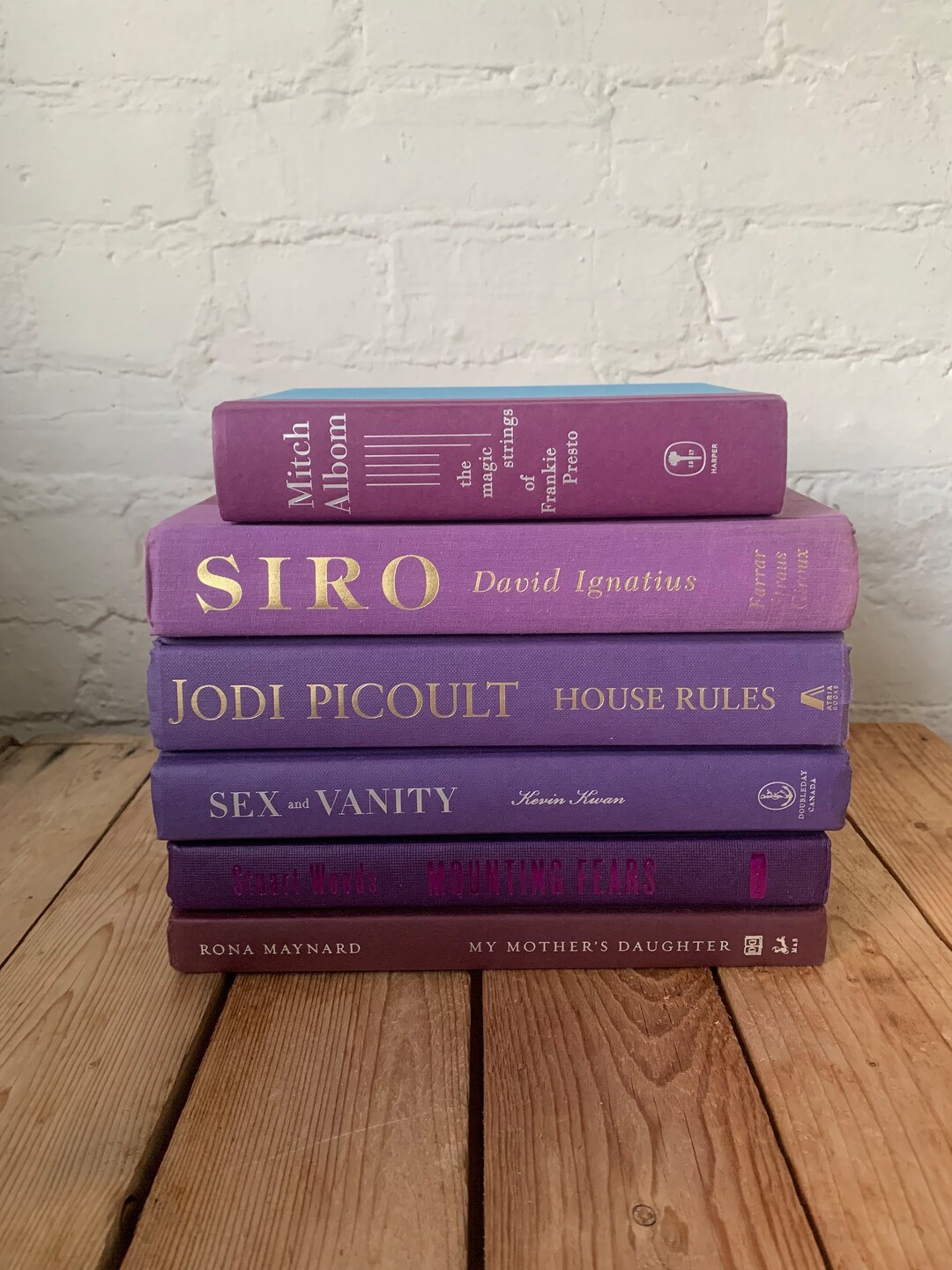 Purple Book Stack Purple Bookshelf Decor Purple Stacked Etsy