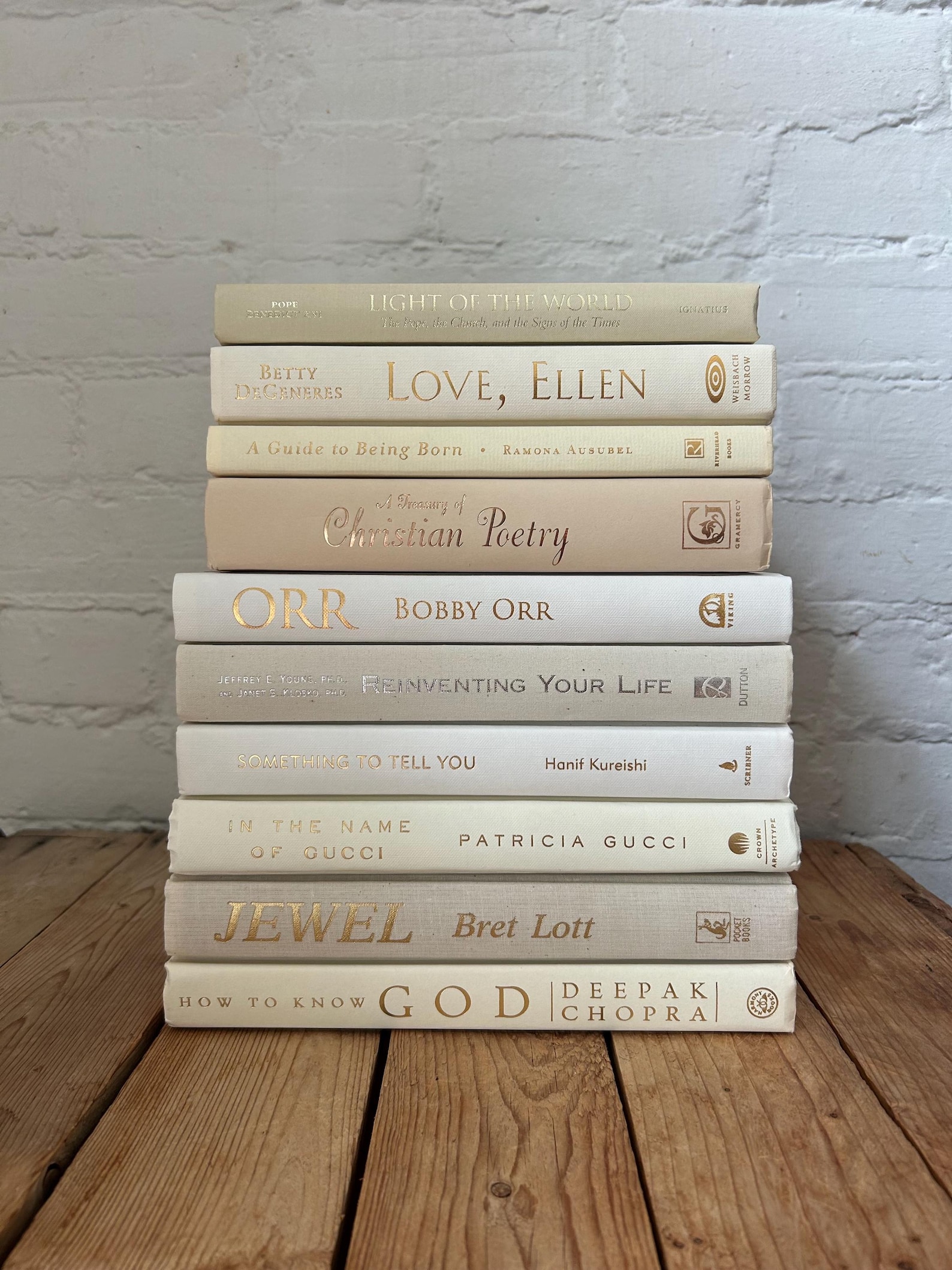 Soft Neutral Books for Decorating, Luxury Staging Book Stack, Light ...
