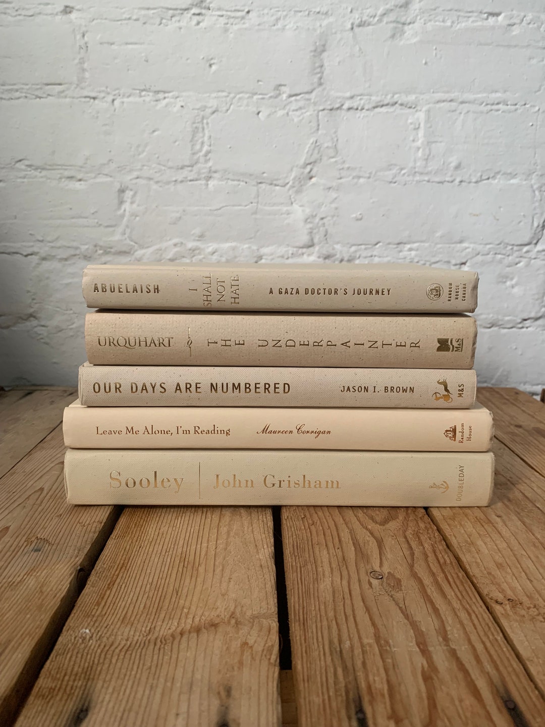 Beige Book Stack, Beige Book Decor, Decorative Beige Books, Home Decor