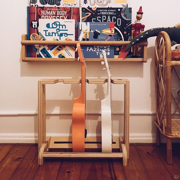 Rack for multiple small guitars, stand for small guitars, hanger, support, music instruments, wooden stand ukulele