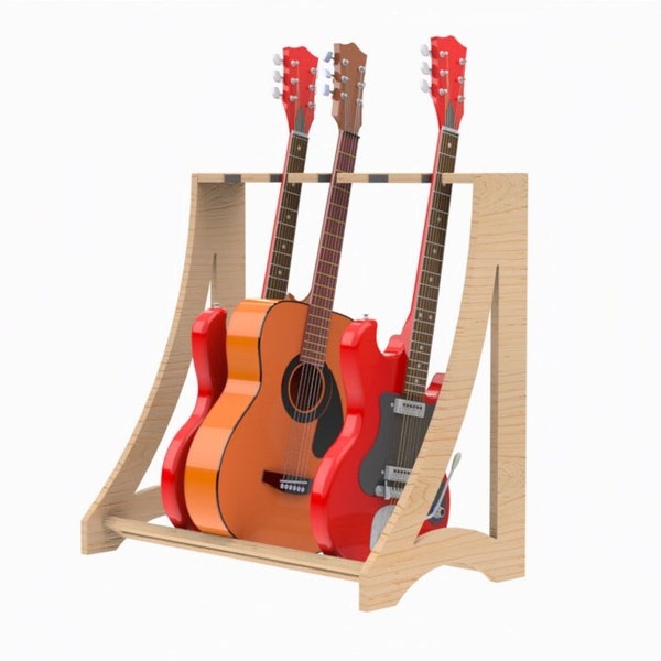 Curve Rack for 4, 5 or 6 guitars, stand for guitars, hanger, support, music instruments, wooden stand