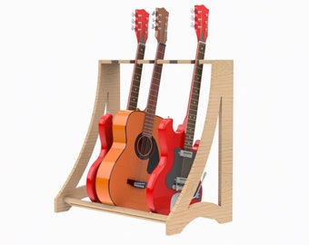 Curve Rack for 4, 5 or 6 guitars, stand for guitars, hanger, support, music instruments, wooden stand