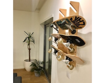 Wall 4 Skate Rack, skate hanger, ondersteuning, meerdere skateboardstandaards, Rek voor skaters, houten standaard, skatercadeau, sk8, Skate-uitrusting, Skate