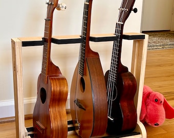 Rek voor meerdere middelgrote 3/4 gitaren, standaard voor middelgrote 3/4 gitaren, hanger, steun, muziekinstrumenten, houten standaard voor ukelele