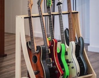 Curve Rack para 4, 5 o 6 guitarras, soporte para guitarras, colgador, soporte, instrumentos musicales, soporte de madera