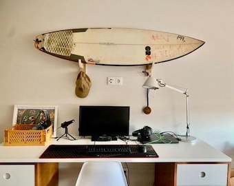 Enkel surfplankrek, surfplankhanger, surfplanksteun, surfplankstandaard, rek voor surfers, houten standaard, surfcadeau, surfspullen, surfuitrusting