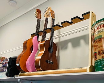 Rack for multiple medium 3/4 guitars, stand for medium 3/4 guitars, hanger, support, music instruments, wooden stand ukulele