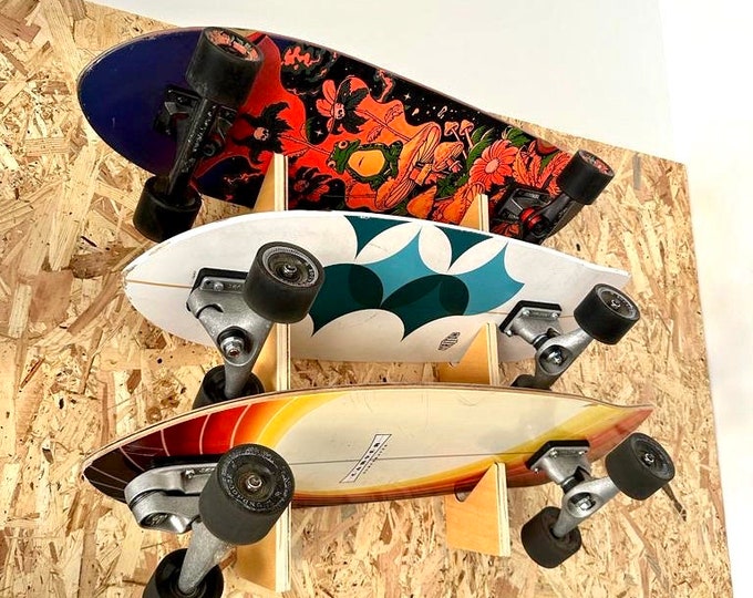 Wall 3 Skate Rack, skate hanger, support, multiple skateboard stand, Rack for skaters, wood stand, skater gift, sk8, Skate gear, Skate