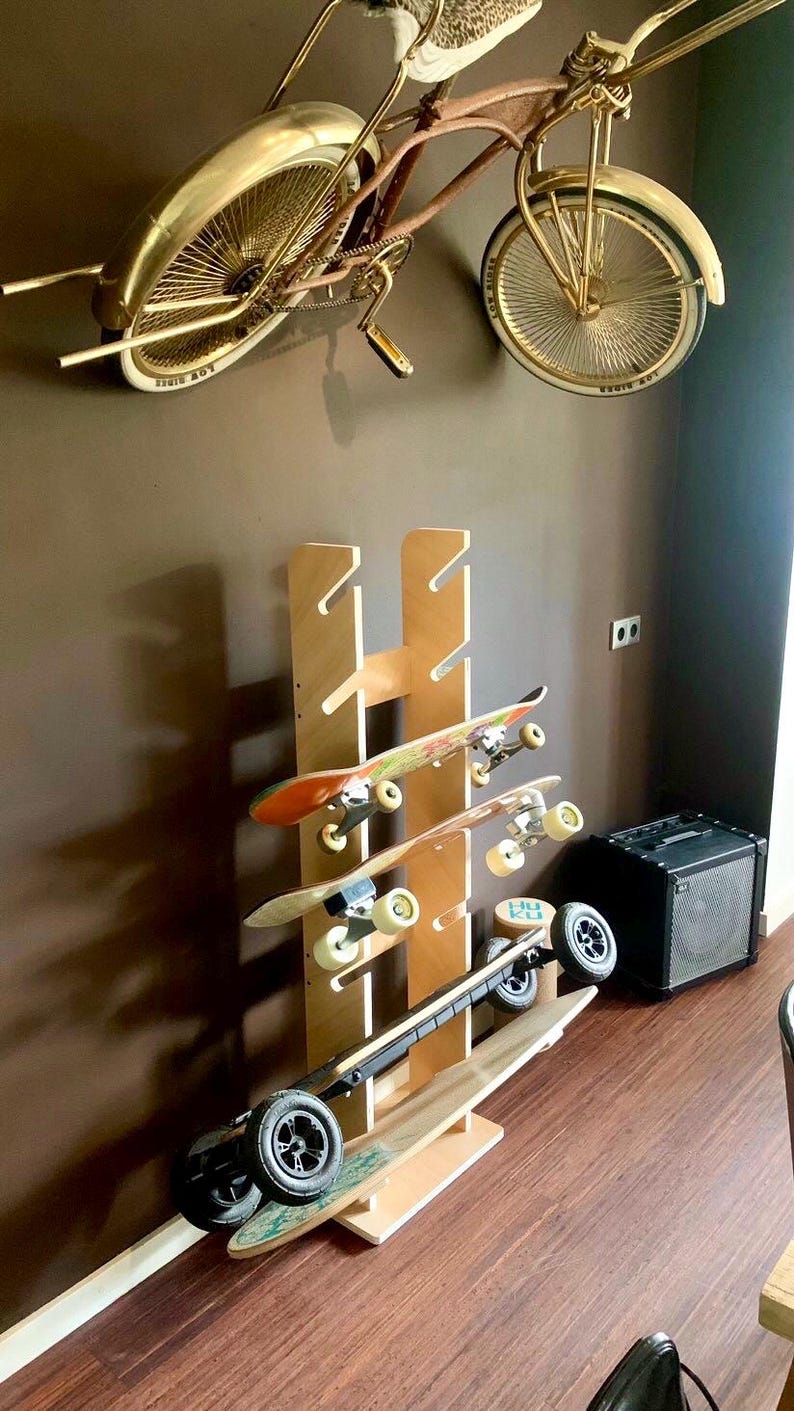 Modular Skate Rack System Vertical 7 Skate Rack, Skate Hanger, Support, Multiple Skateboard Stand ...