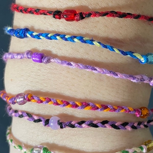 Custom/ braided/ string/ friendship bracelets/beads/tie on/colorful/personalized