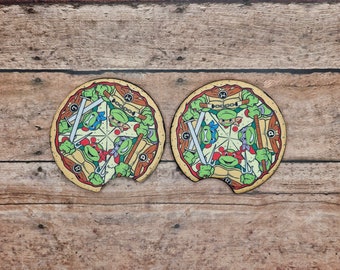 Ninja Turtles Car Coaster Set of 2 | TMNT car Coaster | Neoprene Coaster | TeenageMutant Ninja Turtles Car Coaster | Ninja Turtle pizza