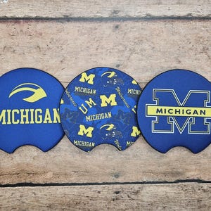Michigan Car Coaster Set of 2 | Michigan Football Car Coaster Set | University of Michigan Car Coaster Set | Go Blue