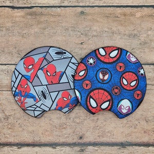 Spiderman Car Coaster Set of 2 | Ghost spider Coaster Set | Neoprene Coaster Set